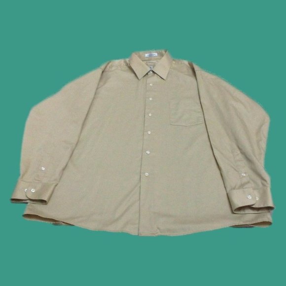 Van Heusen Men's Shirt Casual/Dress Cotton Blend Light Gold Size 17.5 (34-35) XL - Picture 9 of 16